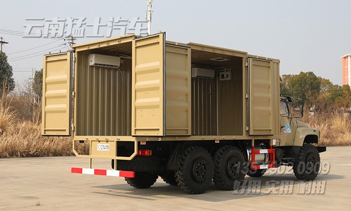 EQ2100越野廂卡,東風6*6廂式車,六驅尖頭卡車,多用途越野專用車,戶外移動辦公車,移動方艙車,野外露營車,瓦楞板廂式車